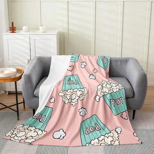 Vista 19 de Manta de felpa con diseño de palomitas de maíz, para niños, niñas, adolescentes, cine para todas las estaciones, manta de cama transpirable a
