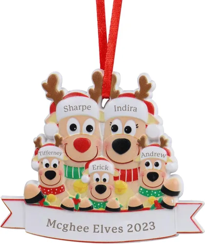 Vista 13 de JewelOra Adornos de Navidad, personalizados de 2 a 6 miembros de la familia, adorno personalizado para árbol de Navidad, decoraciones de vacaciones