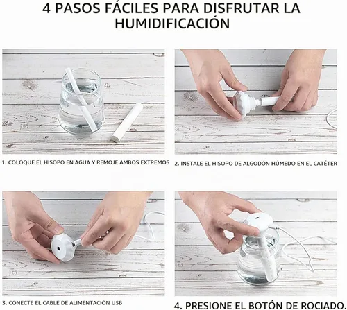 Vista 2 de Mini humidificador de botella de agua, ajustable USB Donut Mist Maker Stick Wick para viajes, dormitorio, planta de automóvil, botella personal