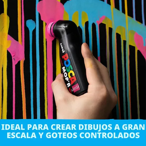 Vista 4 de Uni® POSCA MOP'R PCM-22 - Rotuladores de pintura a base de agua, punta redonda (3.0-19.0mm), colores surtidos, pack de 8 Multilcolor
