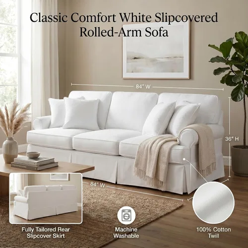 Vista 5 de Sunset Trading SU-117600SC-423080 Horizon Sofa - Juego de funda deslizante - Funda extraíble, blanco cálido