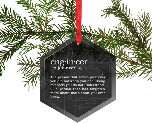 Vista 2 de Adorno navideño de cristal divertido de definición de ingeniero