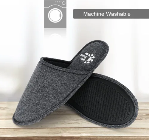 Vista 6 de Sunshine Code Pantuflas lavables de algodón de espuma viscoelástica para hombre con bolsa de viaje a juego para el hogar, hotel, spa, dormitorio
