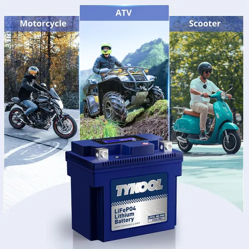 Vista 6 de TYKOOL YTX5L-BS Batería de litio de alto rendimiento LiFePO4 para motocicleta, 12.8V 3Ah, 180CCA, BMS incorporado, batería para deportes de motor