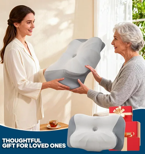 Vista 11 de Almohada de apoyo para el cuello para dormir, almohadas de espuma viscoelástica de contorno para dolor de cuello, almohada cervical ortopédica