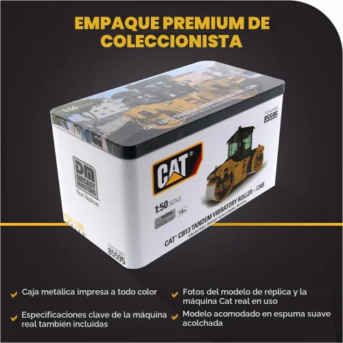 Vista 6 de Diecast Masters 1:50 Modelo Cat CB-13 Rodillo vibratorio en tándem con cabina, 85595