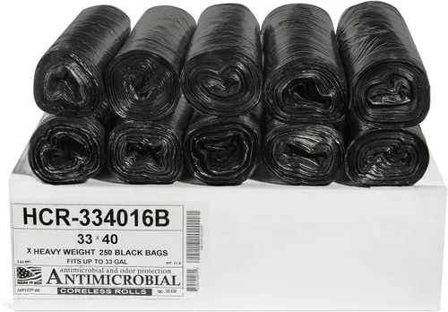 Vista 73 de Aluf Plastics Bolsas de basura de alta densidad, 10 galones, 4000 unidades, 6 micras (eq), 24 x 24 pulgadas, negras, para baño, oficina, industrial