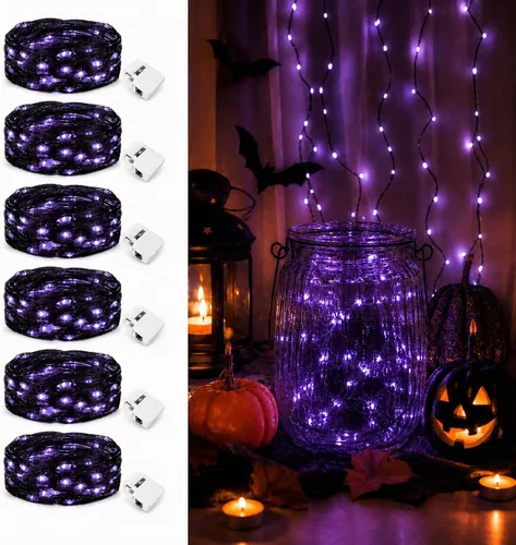 Vista 22 de Paquete de 12 luces de hadas que funcionan con pilas, 20 luces LED parpadeantes de 7 pies, 3 modos, mini luces a granel impermeables para tarros