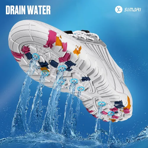 Vista 5 de Simari Zapatos de agua para mujer, hombre, natación, playa, piscina, deportes acuáticos, secado rápido, estilo descalzo, buceo, surf y caminar