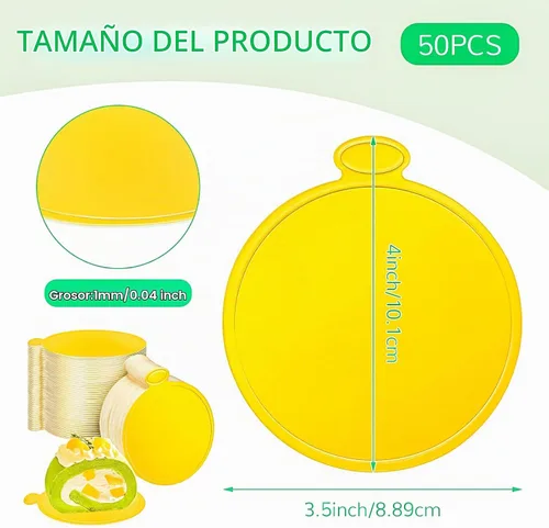 Vista 2 de 50 piezas de mini tablas de pastel, 8,9 cm, doradas, redondas, base circular de cartón para pastel, mini tabla circular de postre, pequeñas placas