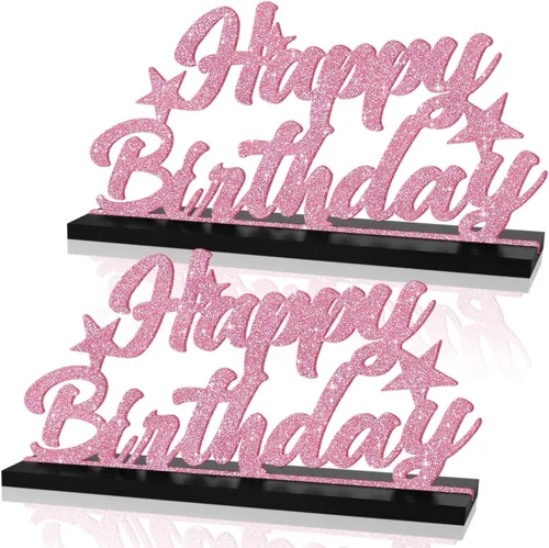 Vista 11 de Letrero de Feliz Cumpleaños con Letras Negras con Purpurina Centros de Mesa para Mesa Suministros de Fiesta de Cumpleaños Decoración de Favor