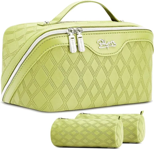 Vista 23 de BOYATU Bolsa de maquillaje de viaje para mujer: 3 en 1 modular con estampado de leopardo para viajes de 3 a 15 días - Neceser impermeable de cuero