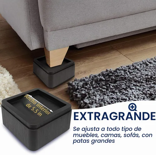 Vista 3 de MYMULIKE Elevadores de cama de 2 pulgadas, de gran tamaño se ajustan a patas de 5.5 pulgadas, resistente 6000 libras, bloques elevadores de cama