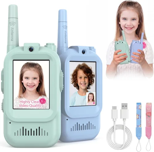 Vista 11 de Walkie Talkies para niños, paquete de 2, radios bidireccionales recargables de largo alcance, juguetes para niños y niñas de 3 a 5 años, aventura al