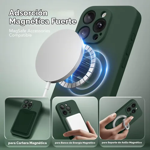 Vista 2 de Funda magnética para iPhone 13 Pro, compatible con MagSafe, [protección completa de la cámara] [protector de pantalla] funda protectora de silicona