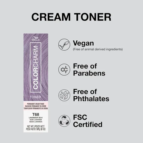 Vista 5 de COLORCHARM Permanent Crème Hair Toner Free of Animal-Derived Ingredients, Parabens Free & Gluten Free 2 oz