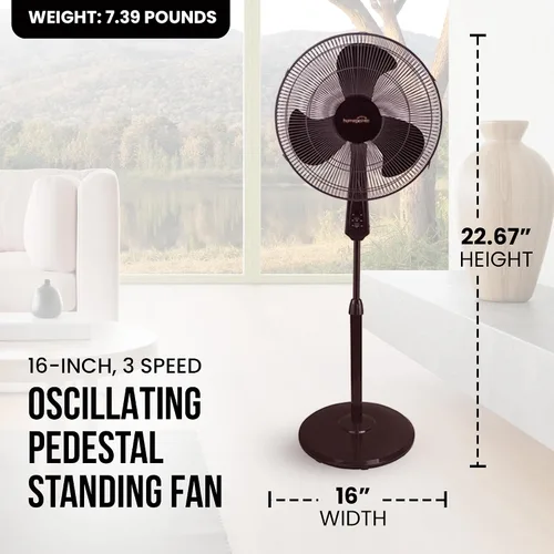Vista 3 de HomePointe FS40-19MB Ventilador Oscilante de Soporte, Negro, 16 In. - Cantidad 1
