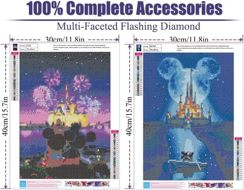 Vista 2 de Ecdivjs Paquete de 2 kits de pintura de diamantes de dibujos animados para adultos, kits de arte de diamantes de dibujos animados para adultos, kits