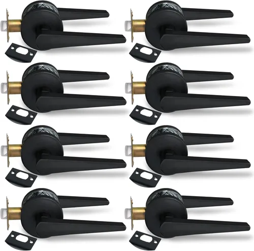 Vista 11 de MD8820-DB-BK-1P - Manija de puerta de privacidad sólida para dormitorio y baño, acabado negro mate