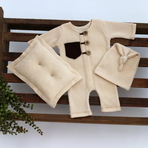 Vista 6 de Traje de fotografía para recién nacido, para niño y niña, mameluco de punto para fotos de bebé