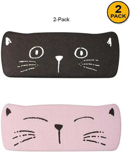 Vista 6 de JAVOedge Paquete de 2 Funda de almacenamiento de lentes con diseño de cara de gato multicolor con tela de microfibra