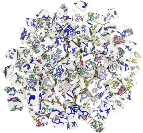 Vista 8 de Lanyani Azulejos de Porcelana de Cerámica Rota para Manualidades de Mosaico Azulejos de Mosaico de Plato de China Azul y Blanco Esmaltados