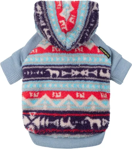 Vista 8 de Fitwarm Geometric Stripe Fleece Dog Hoodie, Fuzzy Winter Clothes for Small Dogs Boy Girl, Cozy Pet Sweatshirt, Orange, Grey, Black, XS