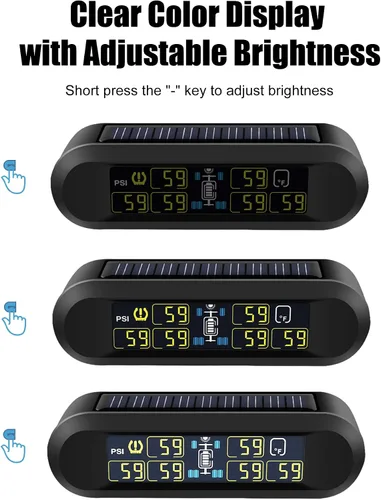 Vista 7 de Sistema de monitoreo de presión de neumáticos B-Qtech RV Solar inalámbrico TPMS de alta luminosidad para remolque, autocaravana (0~199 PSI) con 6