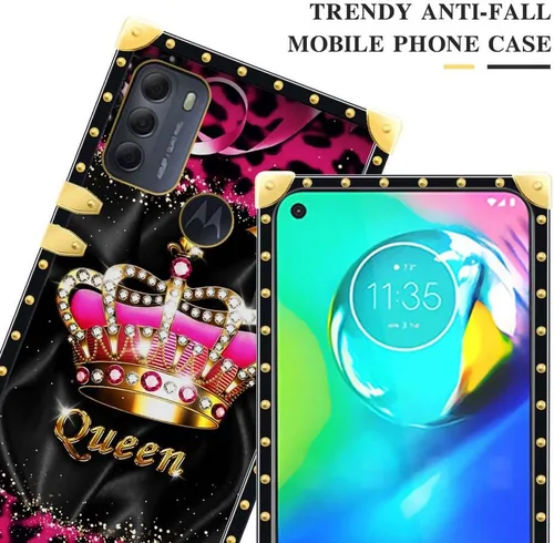 Vista 2 de Funda compatible con Motorola Moto G Power 2022, J Crown Queen con estampado de leopardo de lujo, elegante, suave, TPU a prueba de golpes