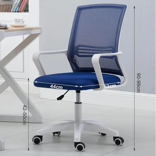 Vista 2 de Home Mesh Back Swivel Chair with Padded Seat and 360° Swivel - Computer Desk Chair with Arms - Adjustable Task Chair for Office - White Mesh Task