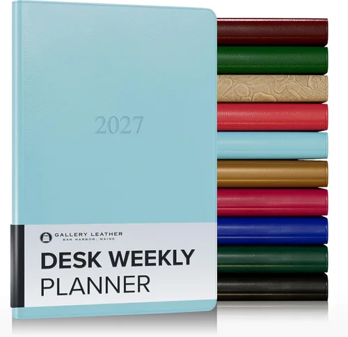 Vista 55 de Gallery Leather Planificador Semanal y Mensual Grande 2025-2026, Calendario Planificador y Cuaderno Elegantemente Encuadernado con Elegantes Bordes