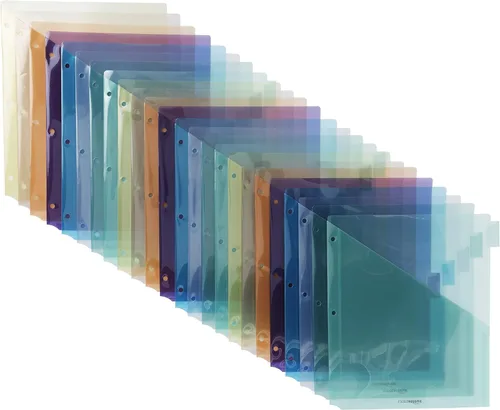 Vista 9 de Amazon Basics Separadores de pestañas para carpeta de 3 anillos, dos bolsillos, tamaño carta, colores surtidos, 5