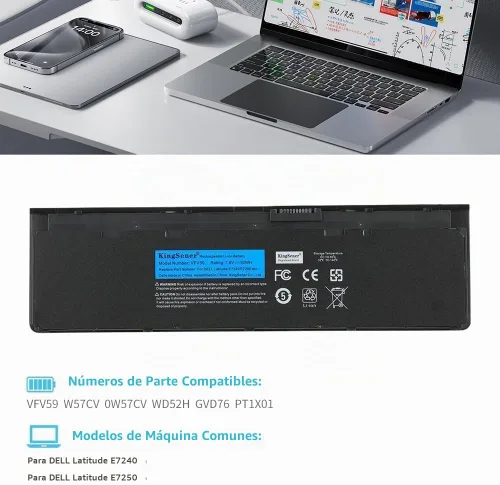 Vista 2 de Batería para portátil VFV59 de 52 Wh para Dell Latitude E7240
