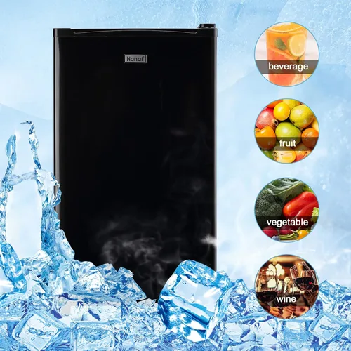 Vista 8 de WANAI Mini refrigerador de 3.2 pies cúbicos de una sola puerta con congelador con control ajustable de 5 temperaturas para el hogar, cocina, Negro