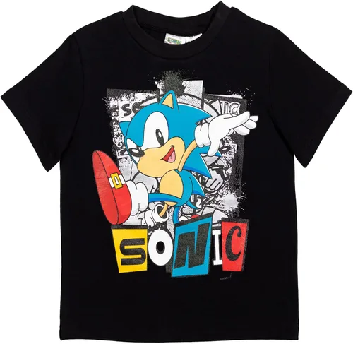 Vista 2 de SEGA Sonic the Hedgehog - Conjunto de camiseta atlética y pantalones cortos de malla, tallas para niños pequeños y grandes (2T - 18-20)