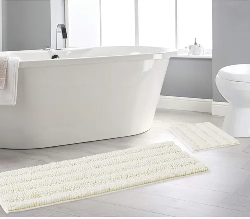 Vista 16 de NICETOWN Tapete negro para baño, antideslizante, suave, absorbente de agua, tapete de bajo perfil para entrada, tapete para vestíbulo, puerta
