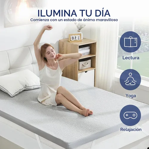 Vista 6 de SINWEEK Cubrecolchón de 2 pulgadas, tamaño individual, espuma viscoelástica suave para aliviar el dolor de espalda, cubrecolchón de cama