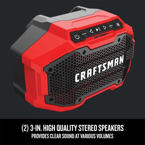 Vista 16 de CRAFTSMAN V20 Altavoz Bluetooth Portátil Inalámbrico, Solo Herramienta (CMCR001B), Rojo
