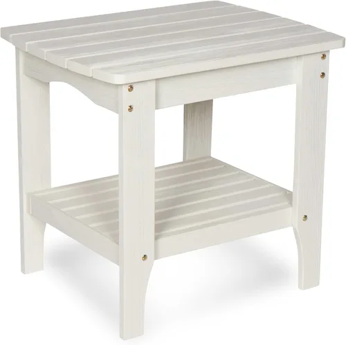Vista 8 de Shine Company Long Island Mesa auxiliar rectangular de madera maciza, mesa auxiliar Adirondack para exteriores, Aqua