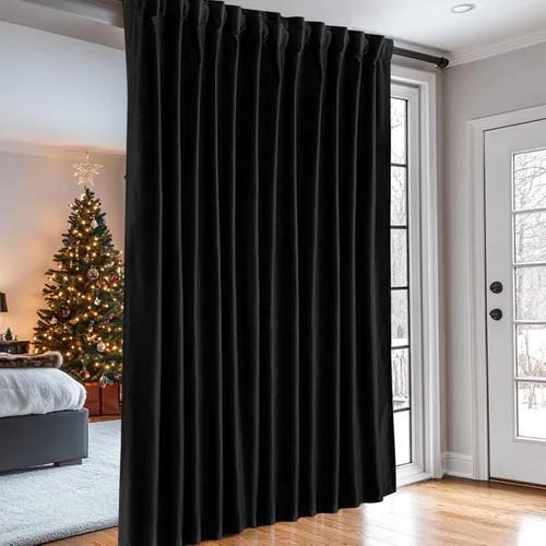 Vista 13 de Dreaming Casa Cortinas de Terciopelo Negro Oscurecedoras para Sala de Estar con Aislamiento Térmico Bolsillo para Varilla Pestaña Trasera Cortina