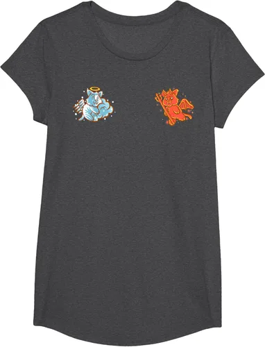 Vista 85 de Camiseta de gato ángel y diablo sentado en tu hombro Nerd Kitten, Negro