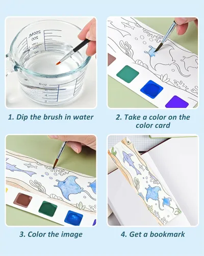 Vista 2 de Vileafy 20 recuerdos de fiesta bajo el mar para niños de 4 a 8 años, marcadores de bolsillo para pintura de acuarela DIY -pintura con agua, mini