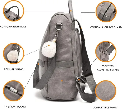 Vista 5 de CHERUTY Women Backpack Purse PU Leather Anti-theft Casual Shoulder Bag Fashion Ladies Satchel Bags