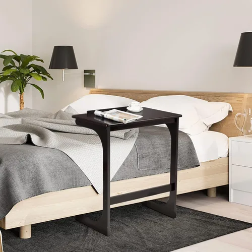 Vista 4 de Mesa auxiliar de bambú para sofá, mesa de TV ajustable en forma de C con mesa ajustable de 7 ángulos y tapón, escritorio portátil para computadora