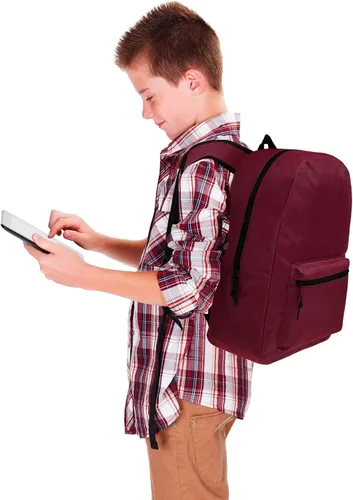 Vista 6 de Mochilas escolares de 17 pulgadas para niños, mochilas a granel para estudiantes de primaria, media y secundaria en varios colores, Colores 12