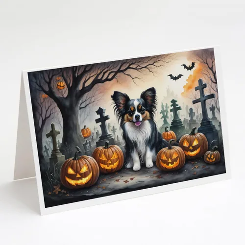 Vista 24 de Caroline's Treasures DAC2042GCA7P Golden Retriever - Tarjetas de felicitación y sobres de Halloween espeluznantes, paquete de 8 tarjetas en blanco