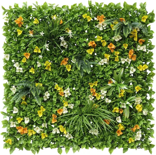 Vista 12 de E&K Panel de valla de plantas artificiales de 20 x 20 pulgadas, hojas sintéticas, césped, panel de privacidad para interiores y exteriores