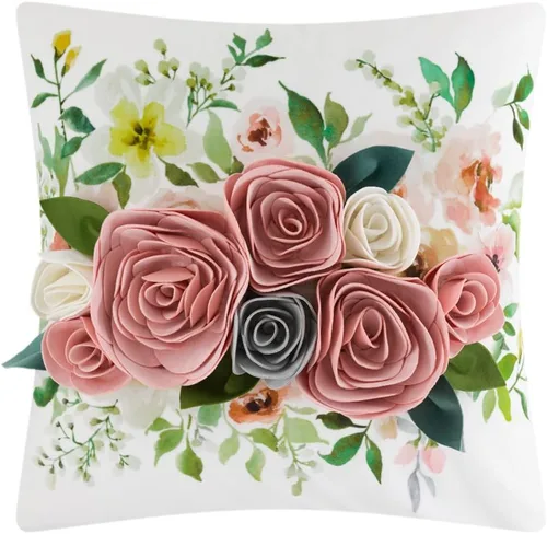 Vista 17 de OiseauVoler Fundas de Cojín Decorativas con Flores 3D Fundas de Almohada con Acento Floral para Sofá Cama Hogar Sala de Estar Decoración