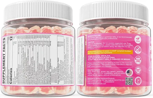Vista 9 de Gomitas Multivitamínicas Prenatales para Mujeres con Metilfolato 1mg, Colina Omega-3 (DHA+EPA) Hierro, Vitaminas Postnatales para Mujeres que