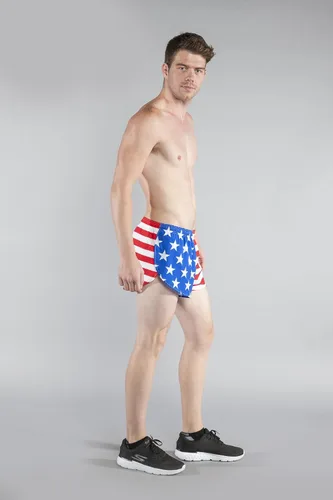 Vista 4 de B.O.A Boa 1000SWP - Pantalón corto para correr con estampado Elite Split de 1 pulgada para hombre